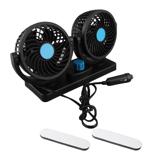 Car Cooling Fan Dual Head Fan Double Head Car Fan 12V Dashboard Fans 360 Degree Rotatable Seat Fans for Car SUVs RV Car Seat Fan
