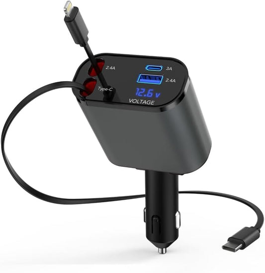 Retractable Car Charger Compatible with All Phones