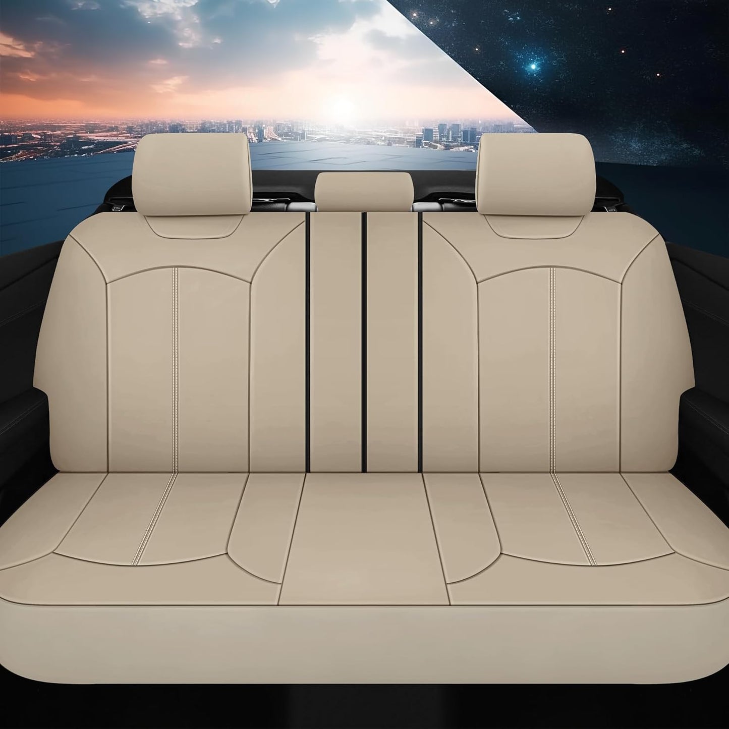 Premium Leather Car Seat Covers Full Set, Waterproof Full Seat and Split Rear Bench Seat Covers for Cars,Universal Automotive Interior Covers for Sedan SUV Truck Van Pick-up