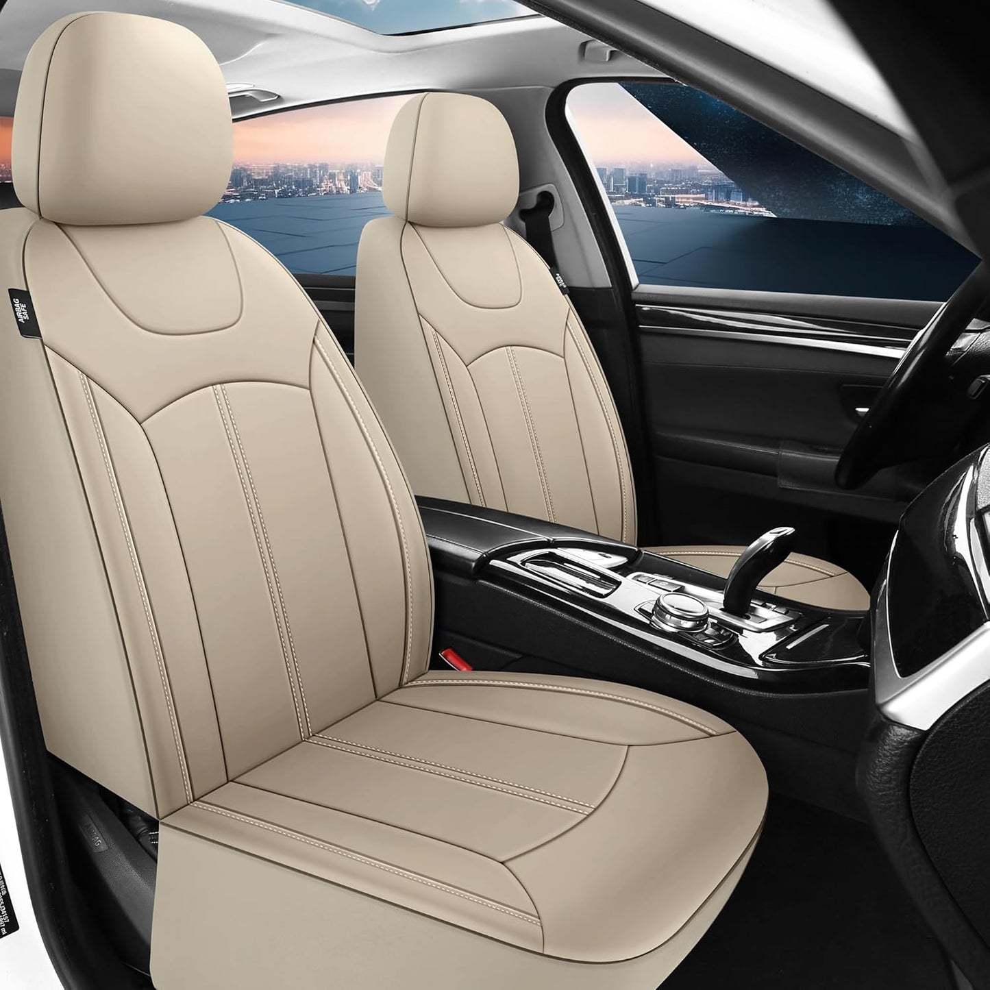 Premium Leather Car Seat Covers Full Set, Waterproof Full Seat and Split Rear Bench Seat Covers for Cars,Universal Automotive Interior Covers for Sedan SUV Truck Van Pick-up