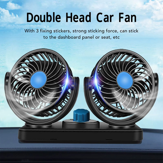 Car Cooling Fan Dual Head Fan Double Head Car Fan 12V Dashboard Fans 360 Degree Rotatable Seat Fans for Car SUVs RV Car Seat Fan